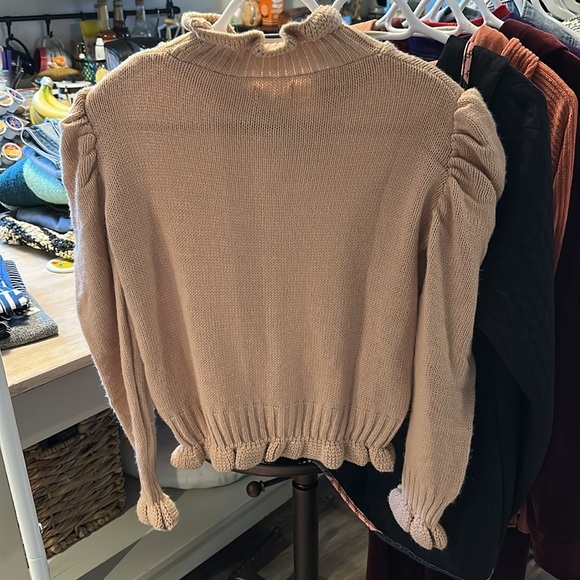 APRICOT | Ruffled Knit Blush Pink Frill Detail Sweater - Picture 6 of 8